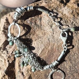 Artisan made .925 silver bracelet w African turquoise